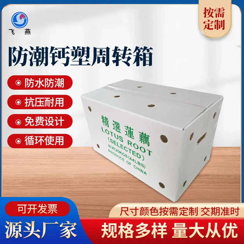 蔬菜防潮(chao)鈣塑運輸(shu)箱 水果PE中(zhong)空闆運輸(shu)箱 蓮藕防潮(chao)PE瓦楞闆鈣塑箱