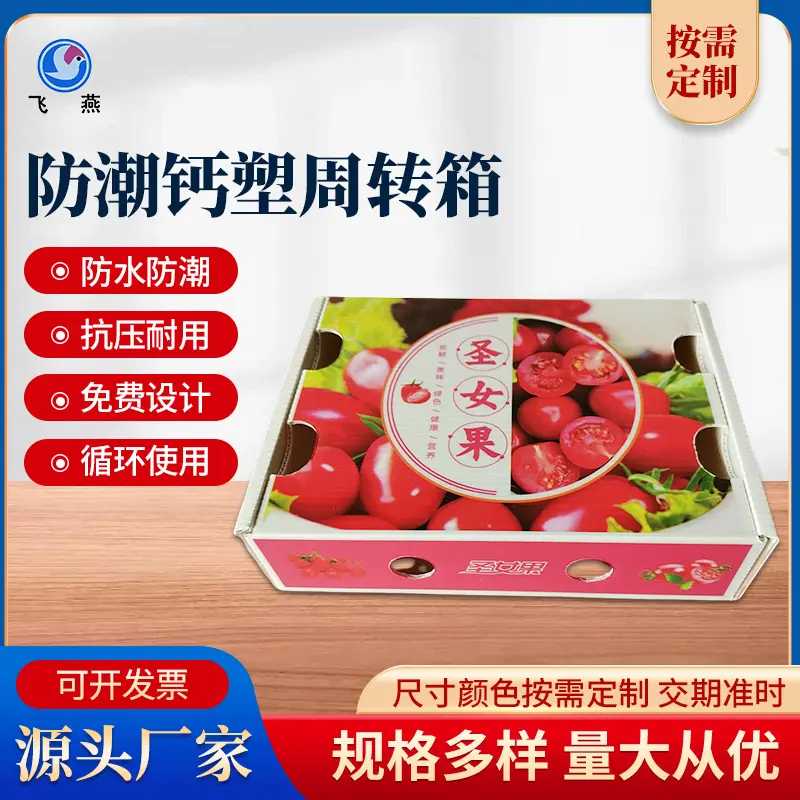 PE防潮(chao)防摔保鮮運輸(shu)箱 PE水果中(zhong)空闆鈣塑箱 聖女果鈣塑周轉箱